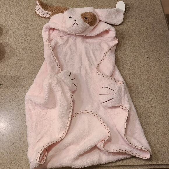 Bearington Baby Collection Pink/Brown Dog Towel Lovey Blanket 100% Cotton NWT - Picture 3 of 9